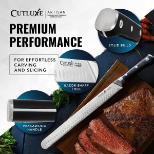 Cutluxe Slicing Carving Knife – 12 Brisket Knife, Meat Cutting and BBQ  Knife – Razor Sharp German Steel – Full Tang & Ergonomic Handle Design –